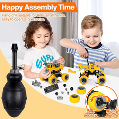 4PCS Take Apart Toys for 4-Year-Old Boys, Construction DIY Trucks with Drill