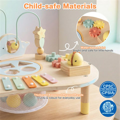 7 in 1 Wooden Baby Activity Table Multifunctional Toddler Sensory Play Center