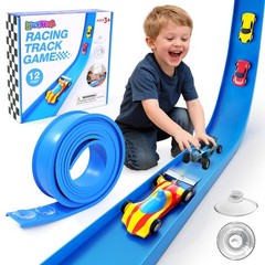 Flex Track 12 Ft Starter Set: Portable Rolls Up Race Tracks for Kids 3+ – DIY…