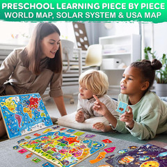 US Map Puzzles for Kids Ages 4-6 – 3 Wooden Toddler Puzzles Ages 3-5 | United St
