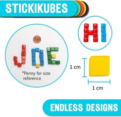Mini STEM Building Blocks with Sticky Surface, 125 Non Toxic Cubes in Four