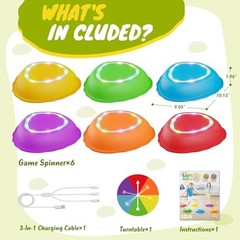 Rechargeable Stepping Stones for Kids, 6pcs Music and Light Up Non-Slip Rainbow