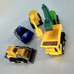 Mini Pull Back Toys Construction Excavator, Bulldozer, Truck & Police Car