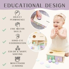 Montessori Wooden Shape Sorter Toy for 1-3 Year Old with Object Permanence Focus