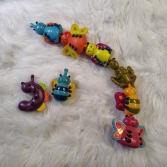 B You Baby Toddler Snap-Together Pop Beads Toy Bugs Snug Bugs Lot Of 8 Cute!