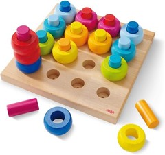 33-Piece German Beech Wood Stacking Rings – Multi-Color Sorting Toy for Toddlers