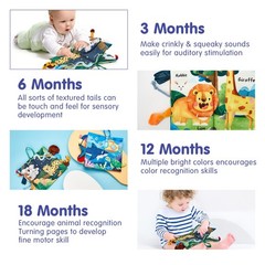 Soft Cloth Crinkle Books for Babies 0-12 Months – Sensory Touch & Feel Toys, 2-P