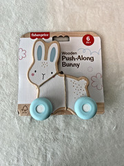 NEW Fisher Price Wooden Push Along Bunny Toy Baby Kids Gift Age 6+ Months