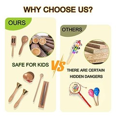 Wooden Musical Instruments Set for Toddlers 1-3, Natural Wood Small – Log Color