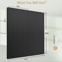 FZK Peg Board,Pegboard 32″*32″,Peg Board Wall Organizer with Strong Ribs Back…