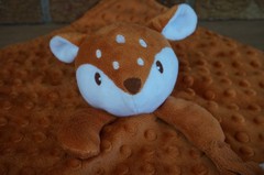 SECURITY BLANKET Fawn DEER Dr Brown White Orange Minky Dot Pacifier Dr Toy Lovey