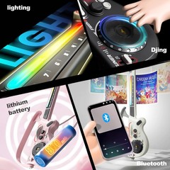 Stringless Guitar, Multi-Functional Electronic Guitar Toy Set, Musical Toy wi…