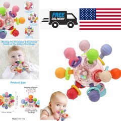 Baby Montessori Sensory Toy for Infants 0 to 12 BPA Free Silicone Pink