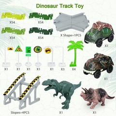 Interactive Dinosaur Toys: 252-Piece Race Track with Battery-Powered Cars
