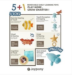 Baby Play Mat Gym, Larger 0-18mo Mirror & 5 Sensory Toys|Magical Ocean Blue-NEW!