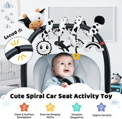 Spiral Car Seat Baby Toys 0-6 Months, Infant Carseat High Contrast Sensory Toys