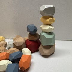 31 PCS Wooden Balancing Stacking Stones Rocks Of Wood Building Blocks Set Nature