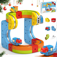 Flexible Magnetic DIY Electric Train Track Set for Toddlers 3+, 18 PCS Anti-Jam