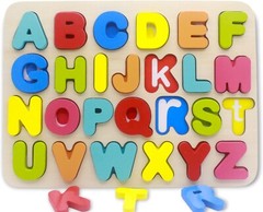 Toddler Alphabet Puzzle Kids Age 3-4 Natural Wood Non Toxic Preschool Learning