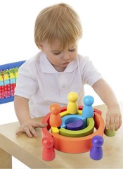Wooden Rainbow Stacking Balance Blocks Montessori Educational Toy for Kids