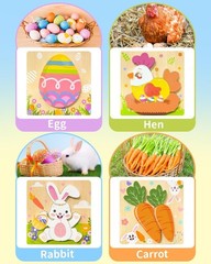 Easter Wooden Puzzles Toys for Toddler, 4 Pack Easter Basket Stuffers Party F…