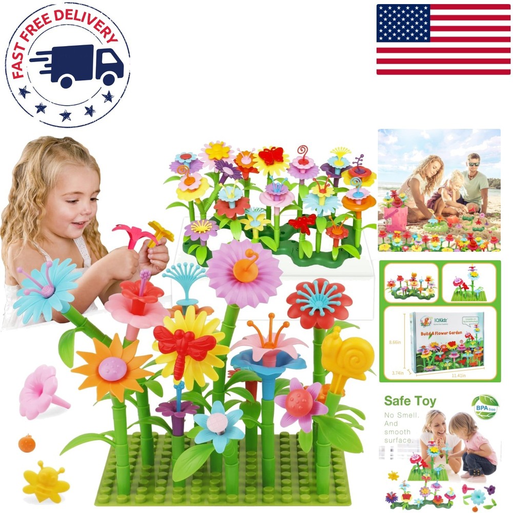 Vibrant Flower Garden Building Toy – 153 Pieces of STEM Fun for Little Girls