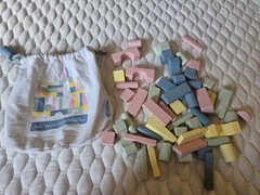 Developmental Learning Toy Assorted Small Pastel Wooden Building Blocks