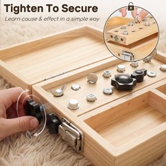 Montessori Screwdriver Board Set, Wooden Busy Board with Lock and Key, Kid Tool
