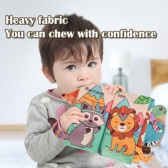 Baby 3D Soft Cloth Books Safe Tear-Resistant Animal Tails Crinkle Paper Beeper