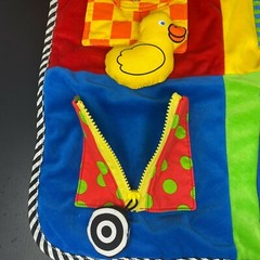 IQ Baby Activity Mat Primary Colors Fabric Button Lace Zipper Rattle Mirror