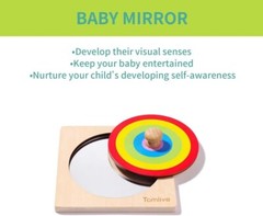 2 in 1 Play Kit, Montessori Toys for Babies Spinning Rainbow Drum,Mirror Peekabo