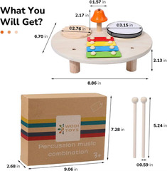 Wooden Xylophone Drum Set for Toddlers,Montessori Baby Musical Instruments Toys,