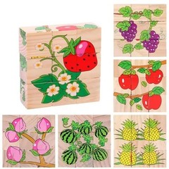 Wooden Six-Side Jigsaw Puzzles for Baby Kids 3 4 5Years Old Color Shape