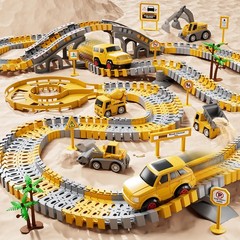 iHaHa 236 PCS Construction Toys Race Tracks for Boys Kids Toys, 6 PCS Constructi