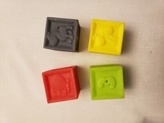 Infantino Kids Rubber Blocks 2”x2” Sensory Toys Motor Skills Set of 4 Learning