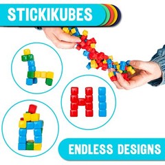 StickiKubes Mini Stacking Cubes 125 Cubes 4 Colors Non Toxic Creative Toy