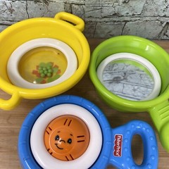 Fisher Price Brilliant Basics Stack and Nest Pots and Pans Yellow Green Blue