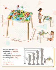 13in1 Wooden Montessori Play Activity Table for Toddlers Ages 1-3 Years