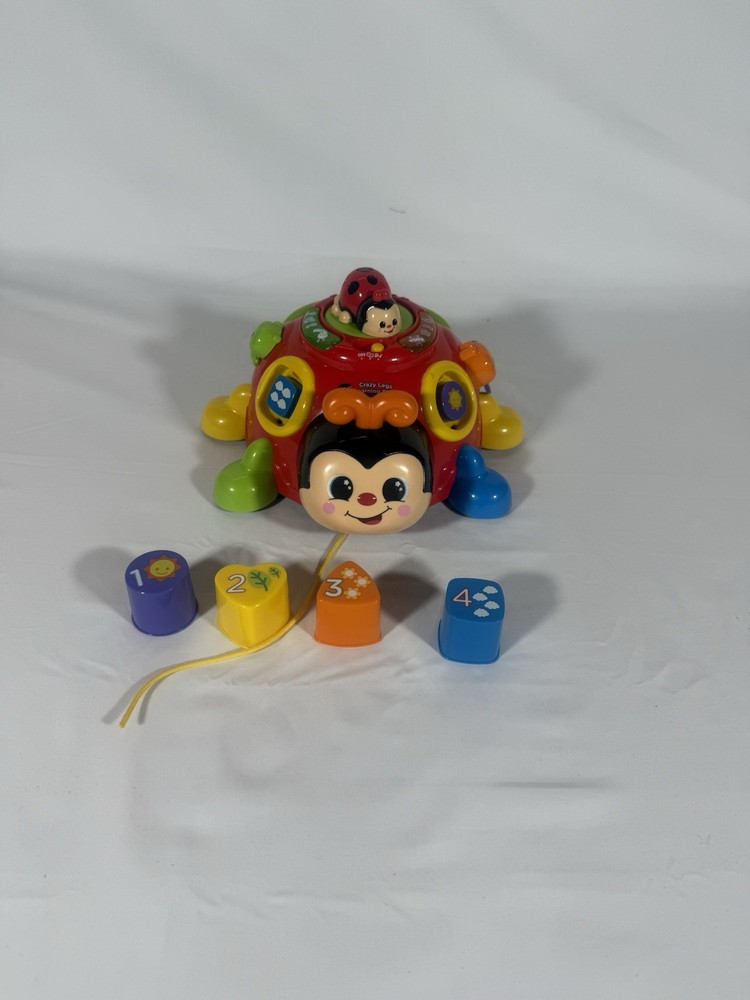 Vtech Crazy Legs Learning Bugs Ladybug Interactive Pull Toy Music Lights Up