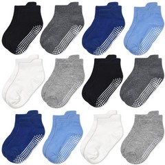Non Slip Toddler Socks 12 Pairs Anti Skid Ankle Socks for Kids Boys 1 Multico…