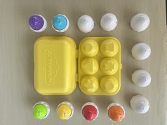 Tomy Eggspress Shape Sorter Complete Set 6 Eggs Yellow Carton Baby Toddler Toy