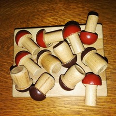 Montessori Wooden Mushroom Peg Sorting Game Child Educational Toy Solid Beech