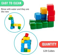 Mini STEM Building Blocks with Sticky Surface, 125 Non Toxic Cubes in Four