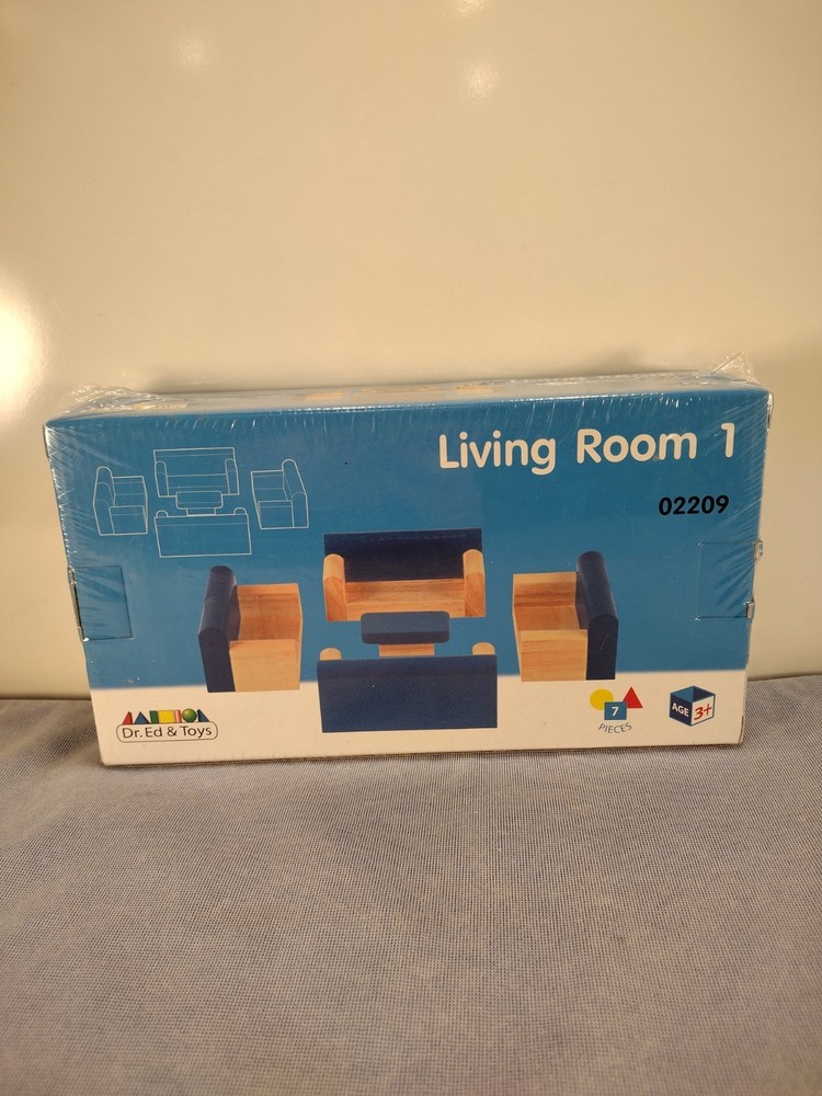 7 PIECES Educational Wooden LIVING ROOM 1 #02209 Furniture Dr. Ed & Toys 3+ age