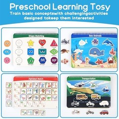 Busy Book with Classified Storage Box & Double-Sided Writing Board, 15 Themes…