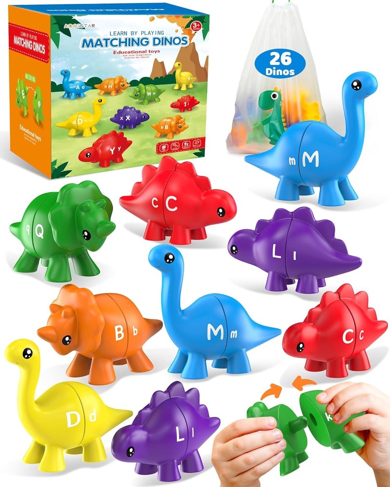 26PCS Dinosaur Alphabet Learning Toys for Toddlers Kids 3-5, Montessori Educatio