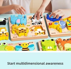 3D Wooden Animal Traffic Jigsaw Puzzle Montessori Learning Toy