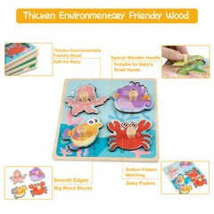 Wooden Peg Puzzle Educational & Learning Montessori Toy for Kids Babies 4 Pcs