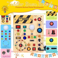 Montessori Toy Busy Board for 1-3 Year Old Toddlers, 37-in-1 Sensory Toy with…
