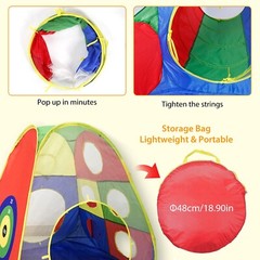 5PCS Pop Up Play Tents Ball Pit &Crawl Tunnels Basketball Set Kids Easy To Carry
